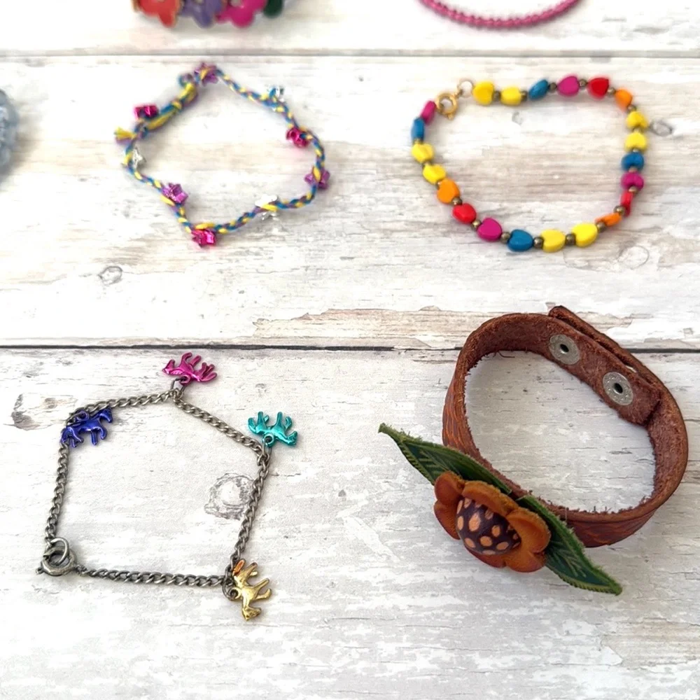 Girls Tween Teen Set of 9 Bracelets Anklets Jewelry Bundle Lot Assorted Brands